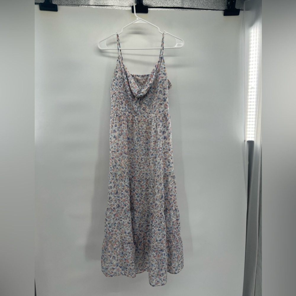 Nanette Lepore floral midi smocked summer dress spaghetti straps bust size 4